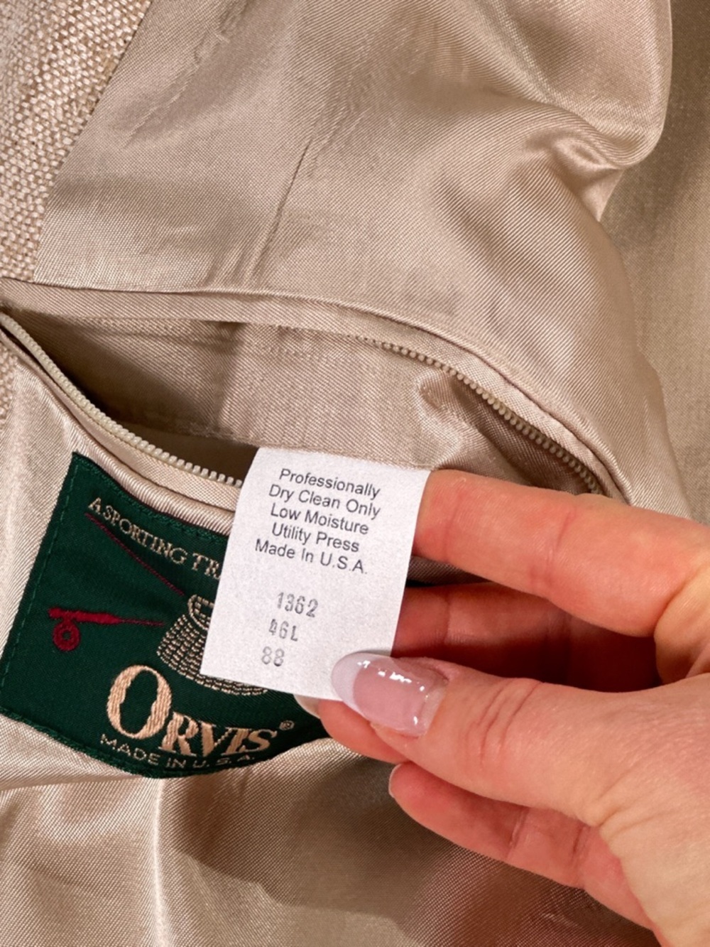 Orvis Vintage Suede Elbow Patch Blazer Hopsack Wool Blend Tan 46L - Picture 9 of 16